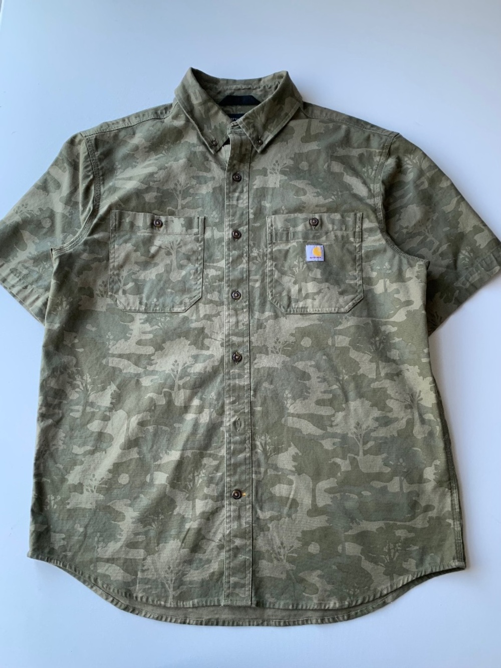 CARHARTT Men's Short Sleeve Canvas Shirt Size L Relaxed Fit